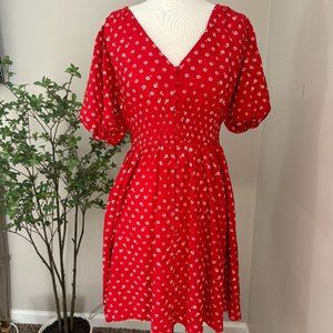 NWOT Madewell Red Cinch Waist Dress